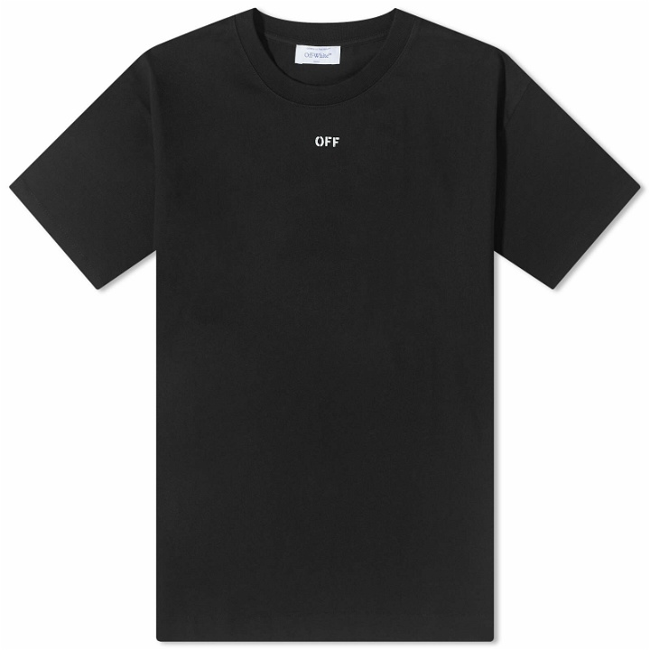 Photo: Off-White Men's Stamp Logo Skate T-Shirt in Black/White