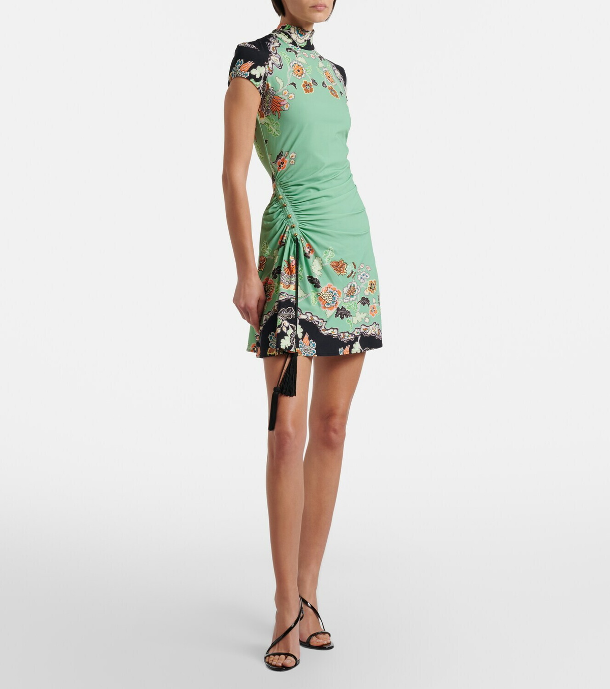 Roberto Cavalli Floral gathered jersey minidress