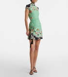 Roberto Cavalli Floral gathered jersey minidress