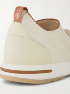 Loro Piana - 360 Flexy Walk Leather-Trimmed Knitted Silk and Linen-Blend Sneakers - Neutrals