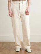 MILES LEON - Garden Straight-Leg Slub Cotton-Canvas Trousers - Neutrals