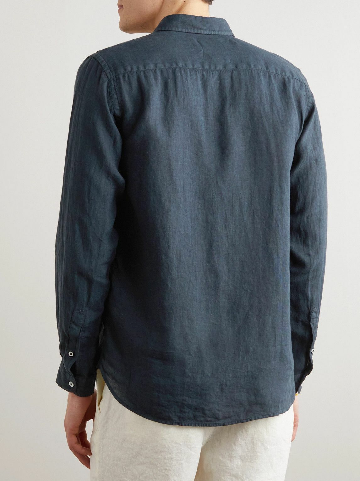 La Paz - Button-Down Collar Linen Shirt - Blue