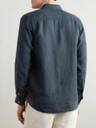 La Paz - Button-Down Collar Linen Shirt - Blue