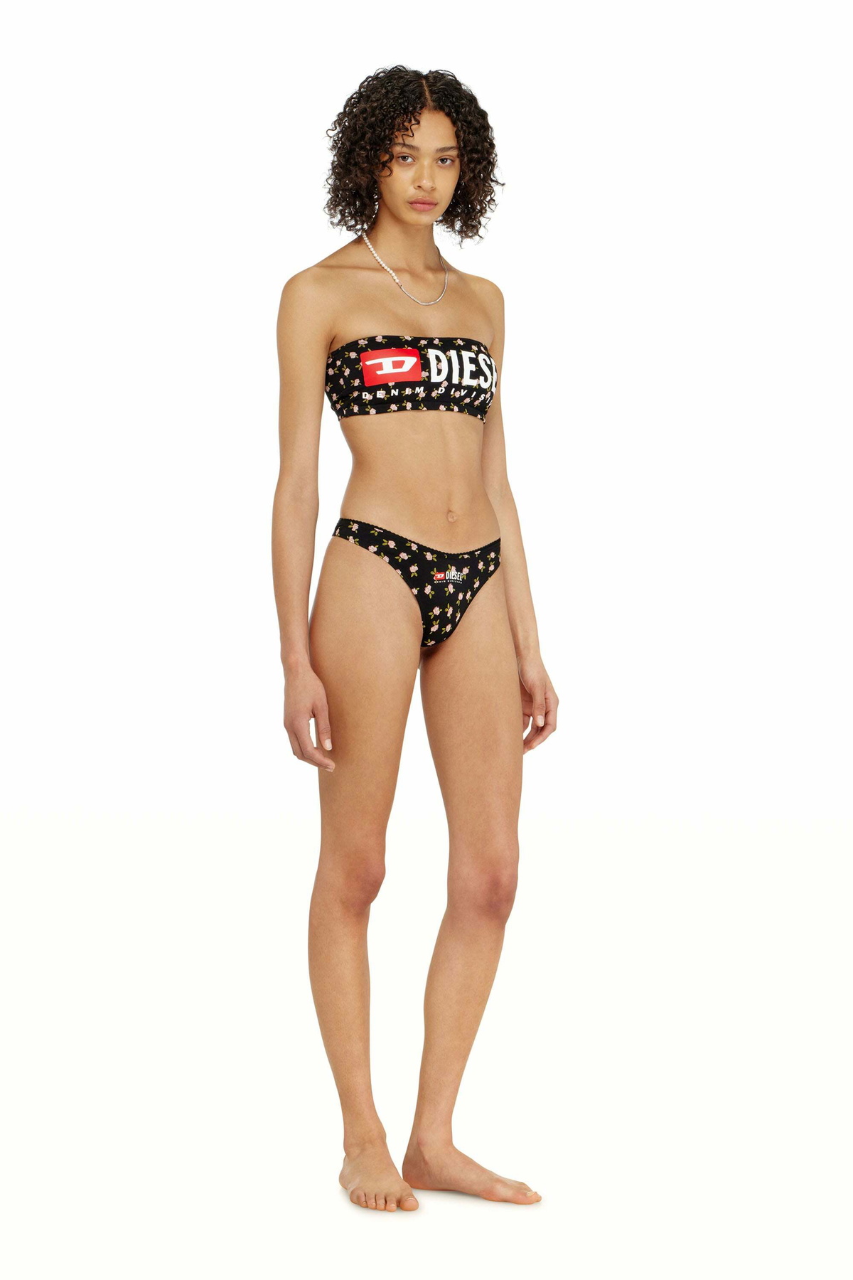 Diesel 3-pack of stretch cotton thongs with floral print - Panties Womens in Black