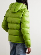 Moncler - Maya Logo-Appliquéd Quilted Glossed-Shell Hooded Down Jacket - Green