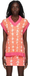 PH5 Pink & Orange Eco Gerry Oversized Floral Stitch Sweater Vest