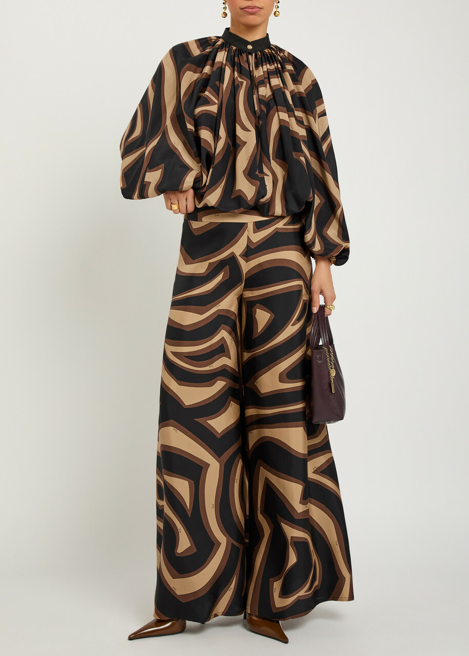 Pucci Labirinto Printed Silk-twill Trousers Black
