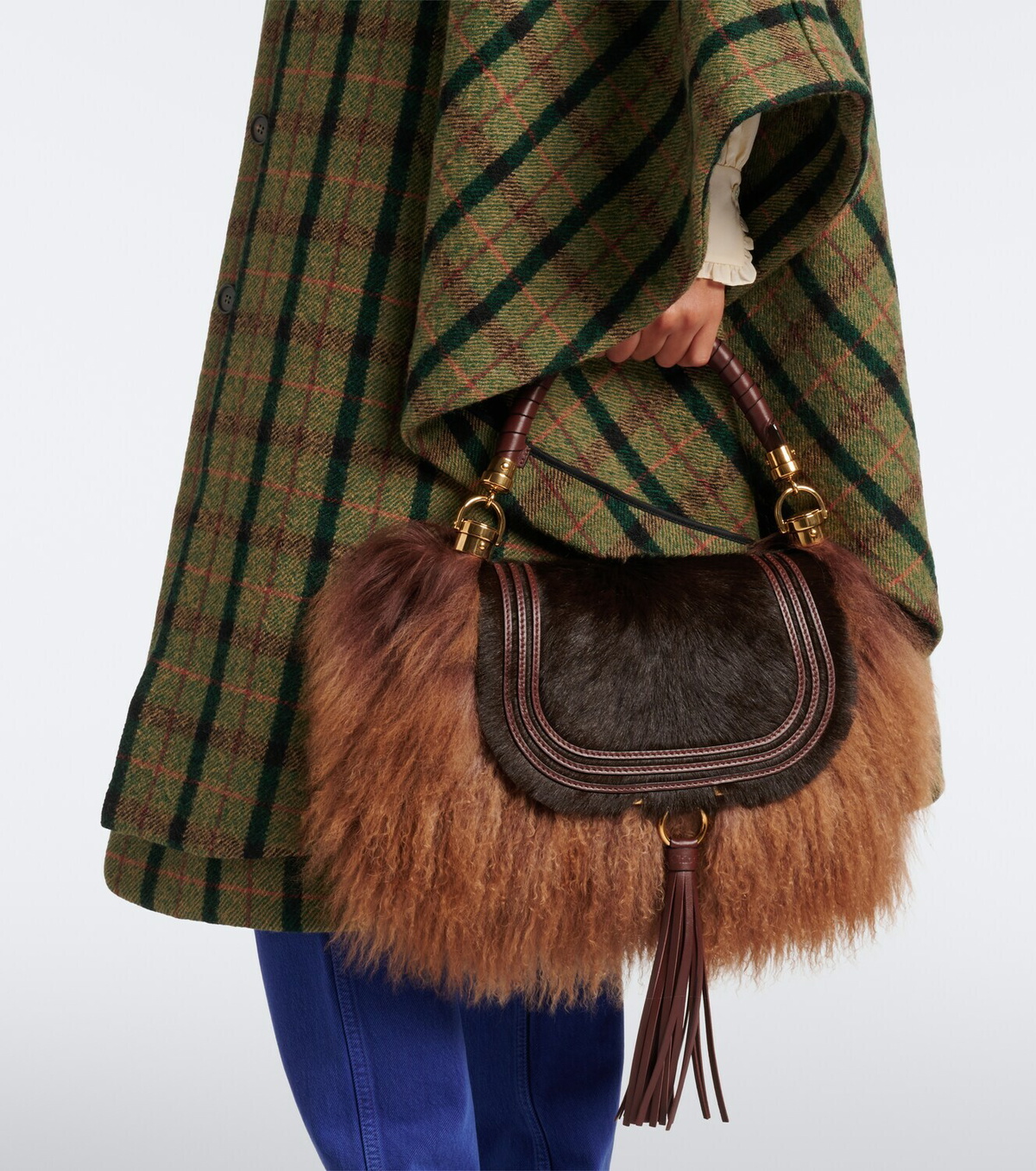 Chloé Marcie Foulard Small shearling shoulder bag