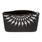 Neil Barrett Black Large Thunderbolt Zip Pouch