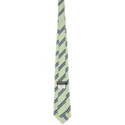 Comme des Garcons Homme Deux Green Silk Striped Tie