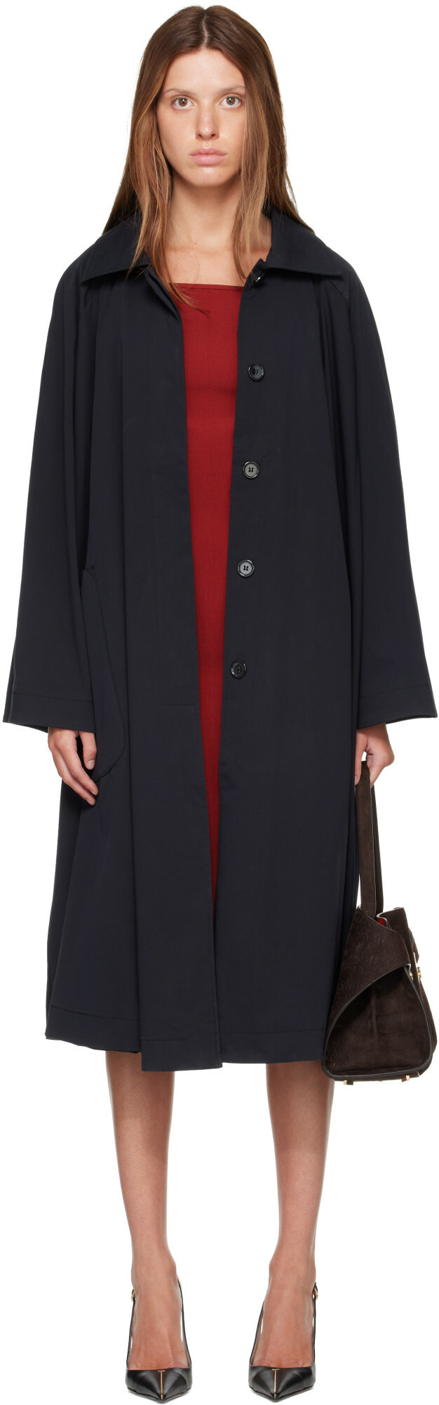 Nour Hammour Black Jane Cotton Swing Coat