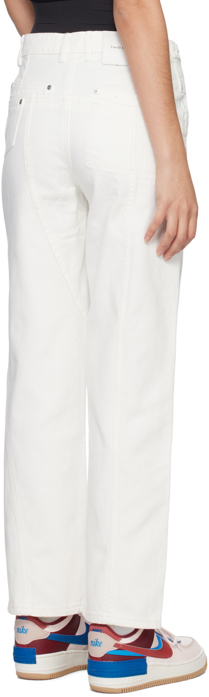 Feng Chen Wang White Deconstructed Jeans