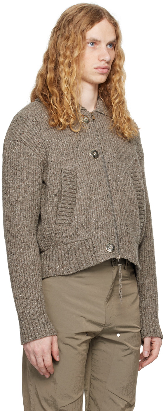 OUAT Brown Meta Zip Knit Jacket