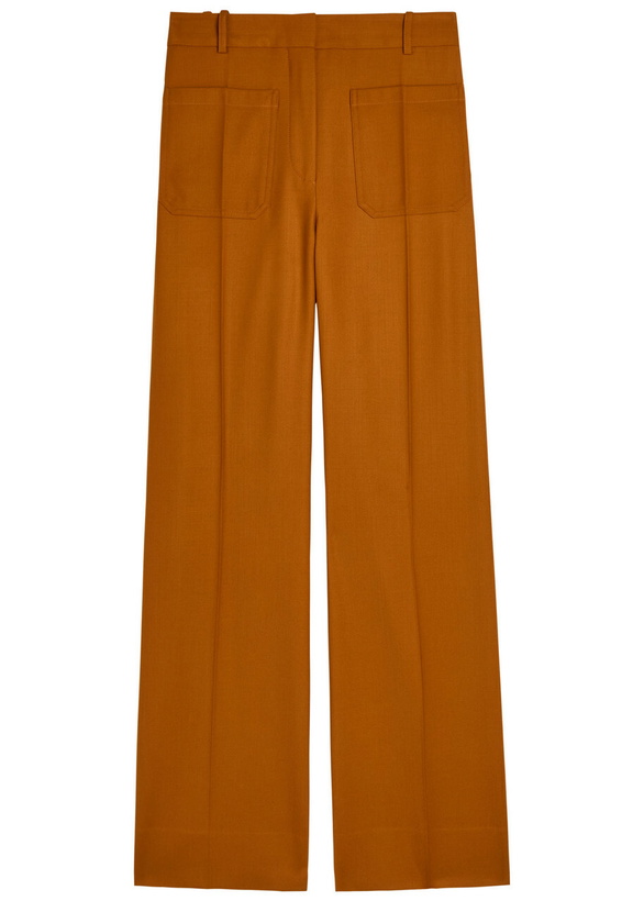 Photo: Victoria Beckham Alina Flared-leg Twill Trousers Bronze