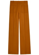 Victoria Beckham Alina Flared-leg Twill Trousers Bronze