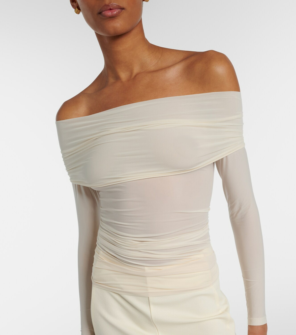 Wolford Draped semi-sheer off-shoulder top