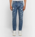 Acne Studios - River Tapered Paint-Splattered Stretch-Denim Jeans - Men - Mid denim