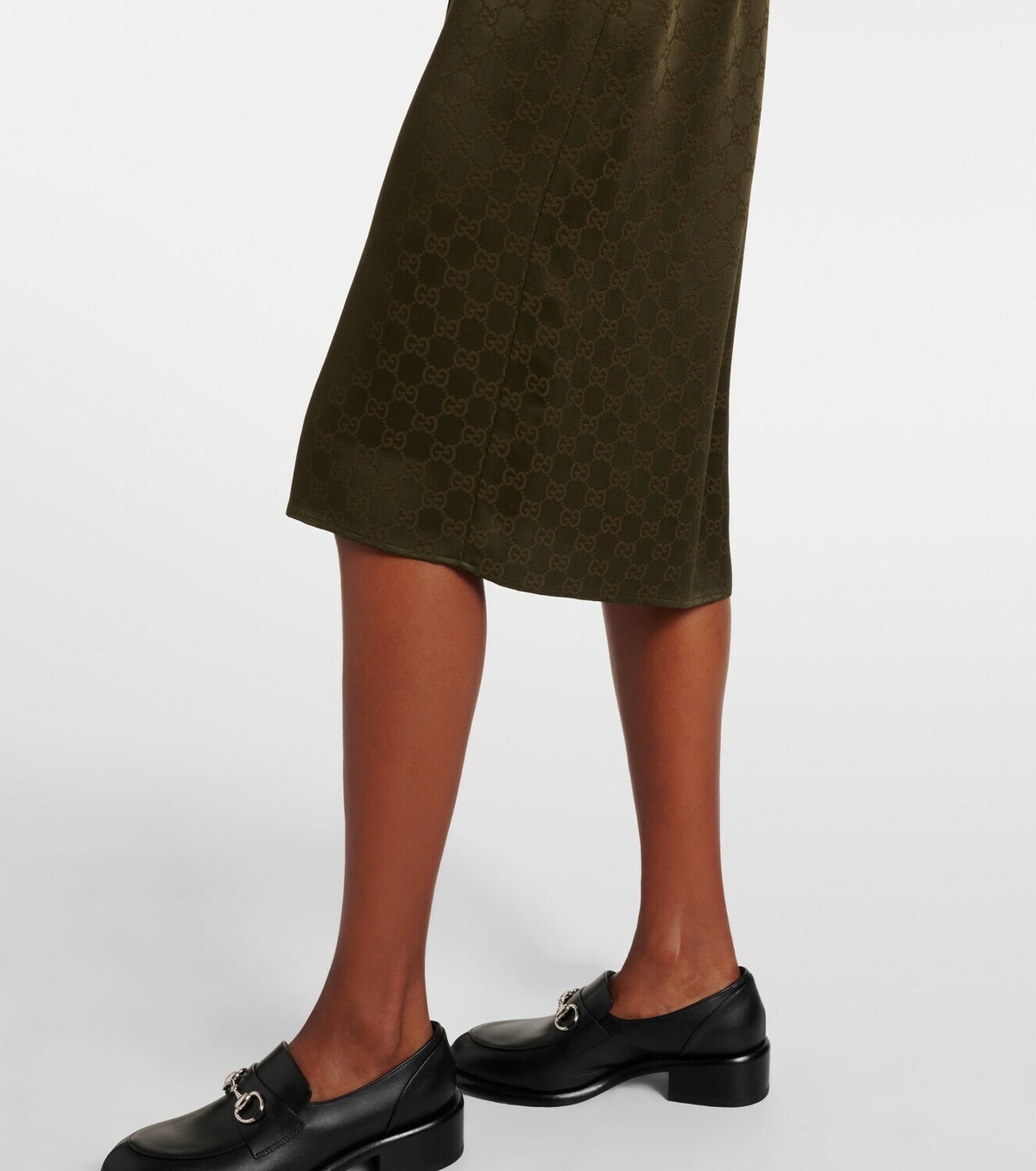 Gucci GG belted satin jacquard shirt dress