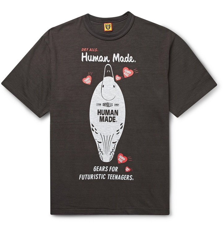 Photo: Human Made - Logo-Print Mélange Cotton-Jersey T-Shirt - Black