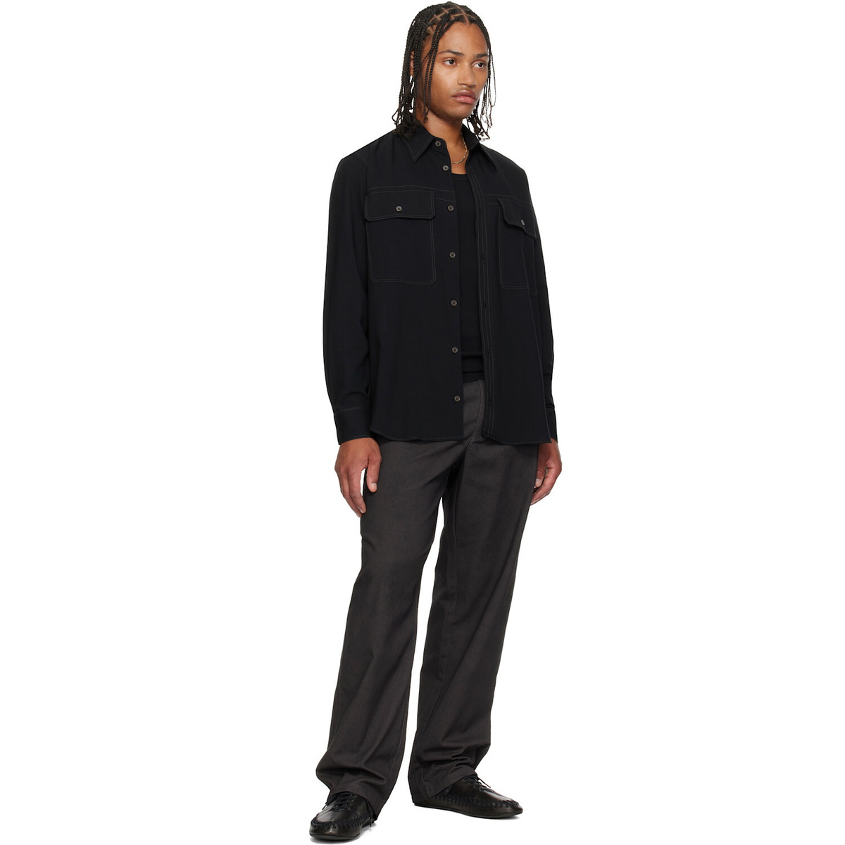 Paul Smith Black Oversized Viscose-Wool Shirt