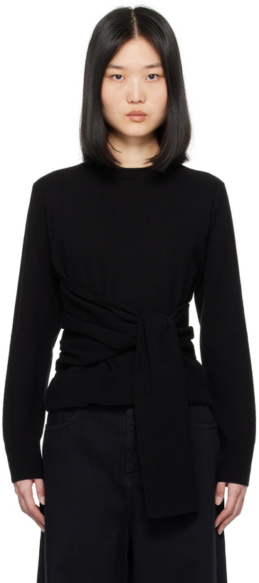 Photo: MM6 Maison Margiela Black Belted Sweater