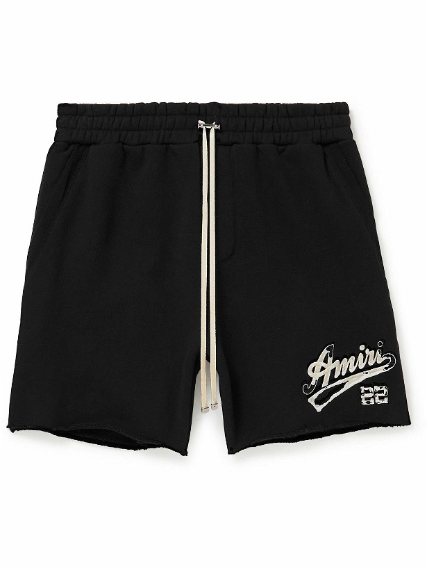 Photo: AMIRI - Straight-Leg Logo-Embroidered Cotton-Jersey Shorts - Black