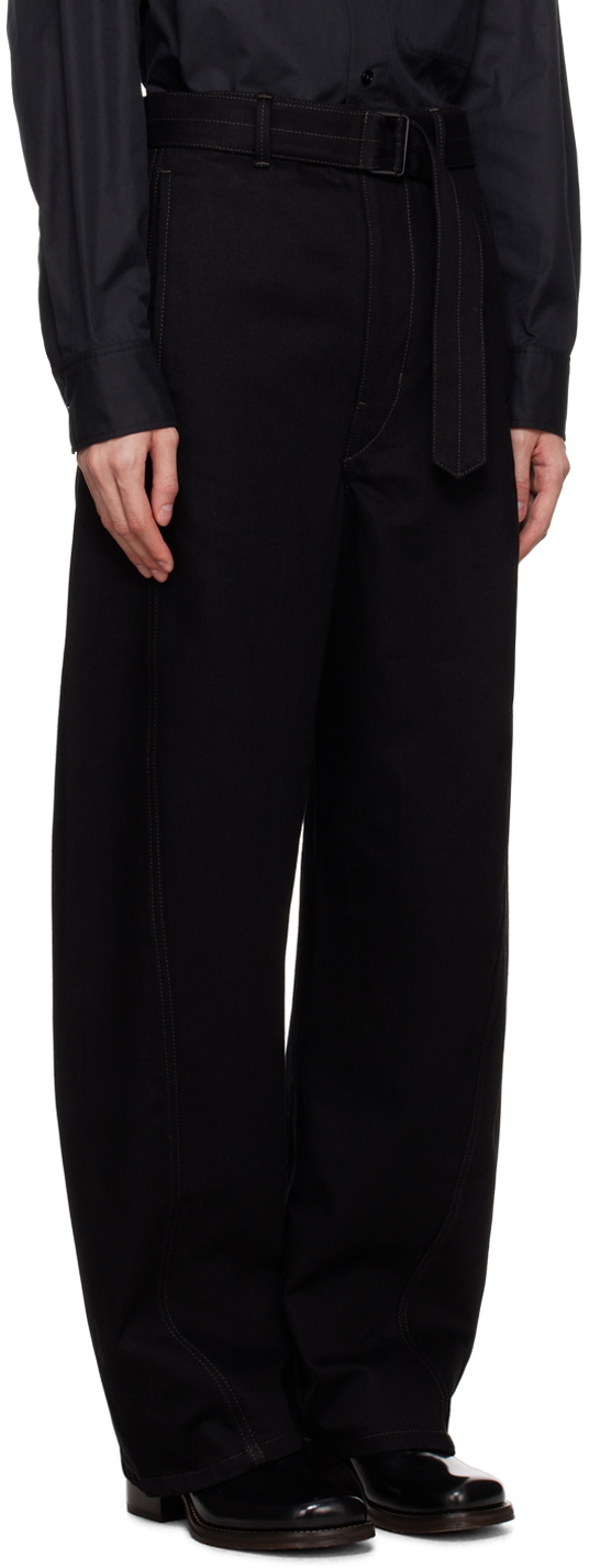 Lemaire: Black Twisted Belted Pants