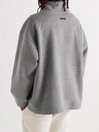 FEAR OF GOD - Logo-Flocked Cotton-Blend Jersey Half-Zip Sweatshirt - Gray