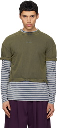 We11done Green & Gray Layered Stripe Long-Sleeve T-shirt