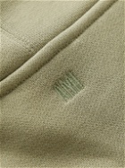 AMI PARIS - Logo-Embossed Cotton-Blend Jersey Hoodie - Green