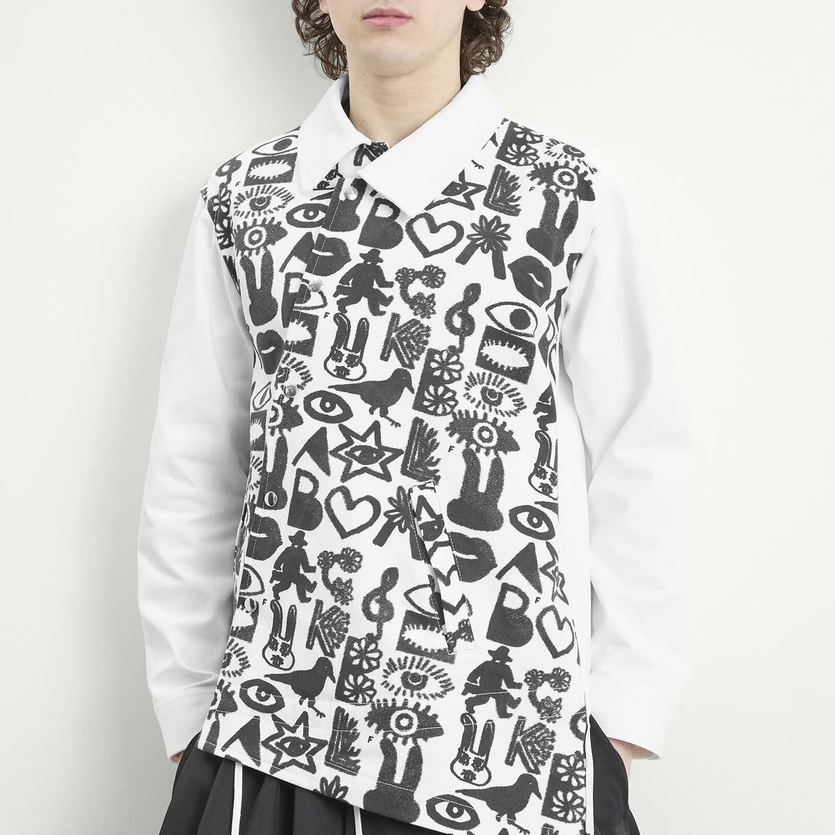 Comme des Garçons Black Men's Cotton Jacket in White/Black