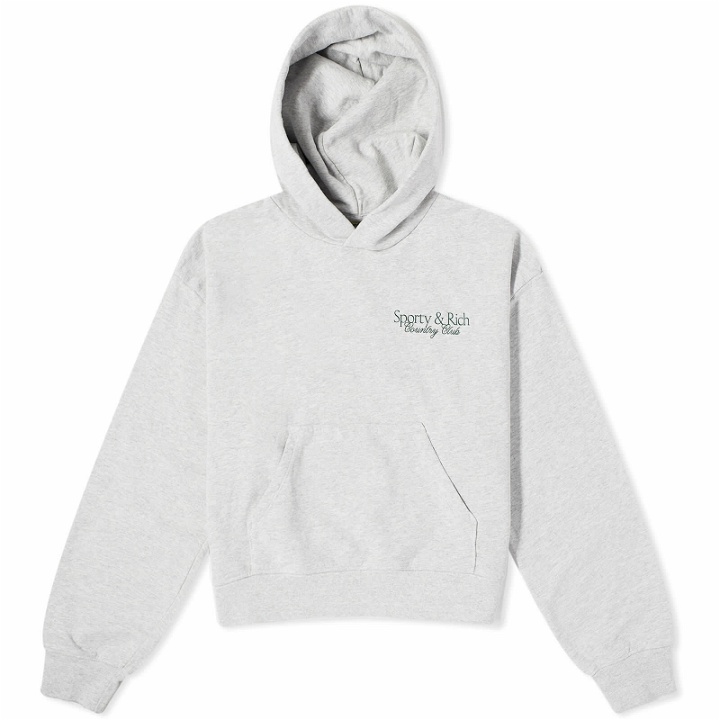 Photo: Sporty & Rich SR Country Club Hoodie in Heather Grey/Forest