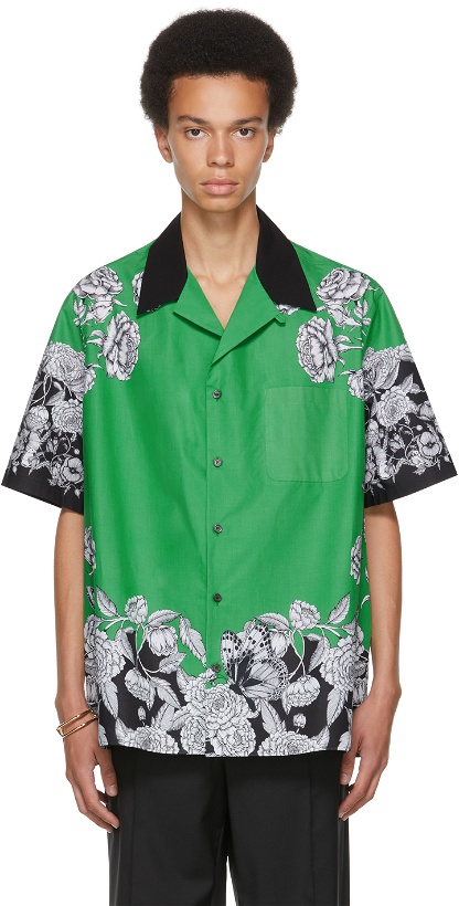 Photo: Valentino Green & Black Dark Blooming Short Sleeve Shirt