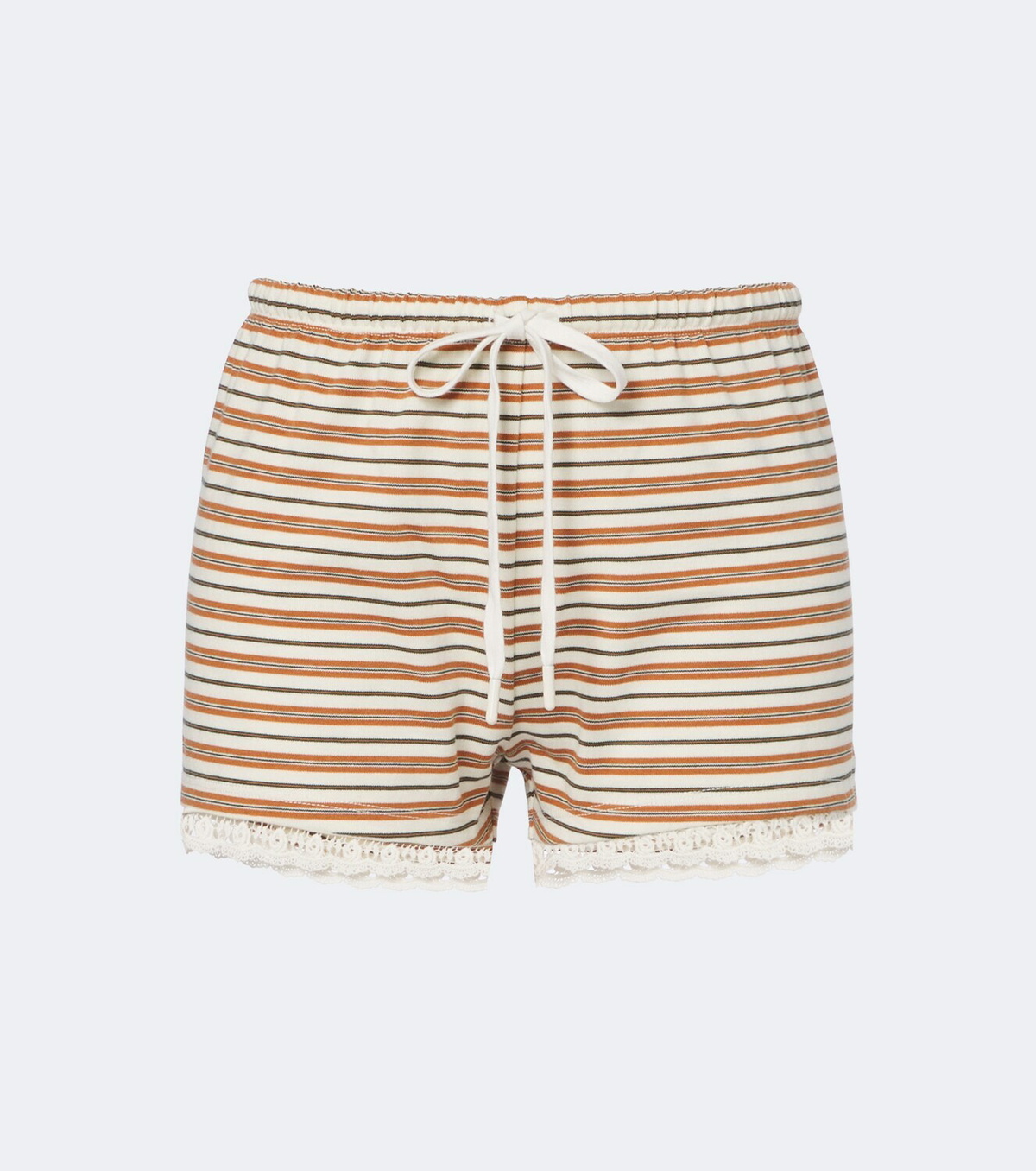 Posse Maeve lace-trimmed striped cotton shorts