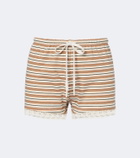 Posse Maeve lace-trimmed striped cotton shorts