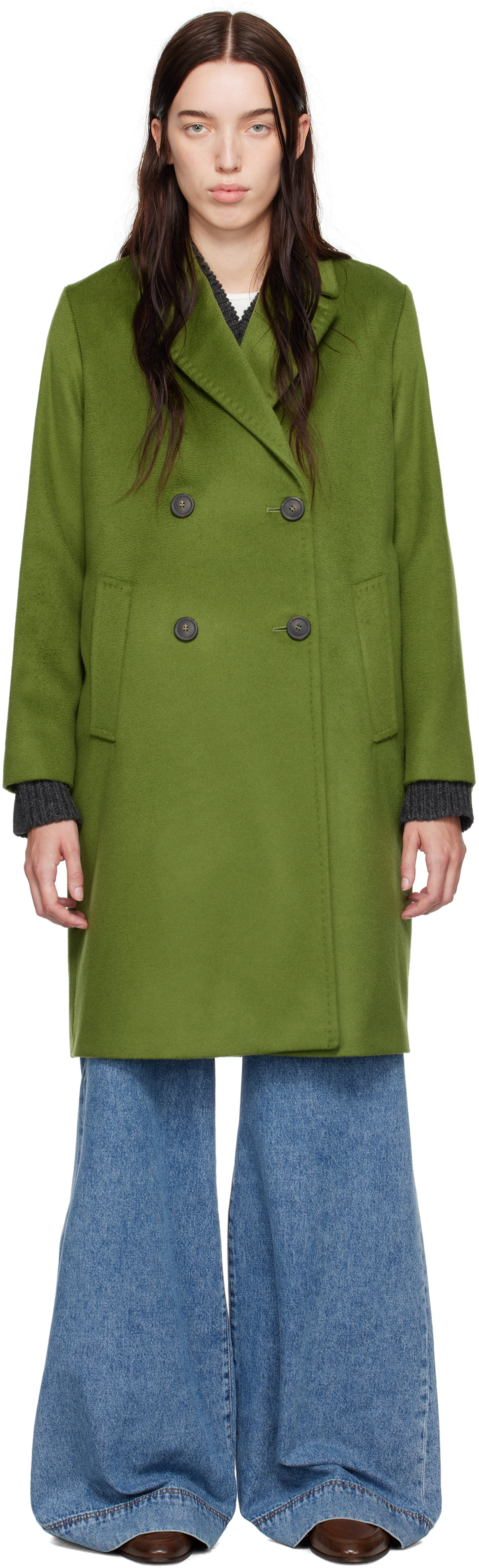 Max Mara WEEKEND グリーンコート38 Weekend Max Mara Green Zum Coat Weekend Max Mara