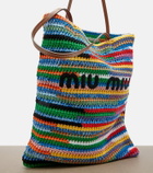 Miu Miu Leather-trimmed crochet cotton tote bag