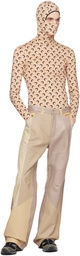 Marine Serre Beige Patchwork Leather Pants