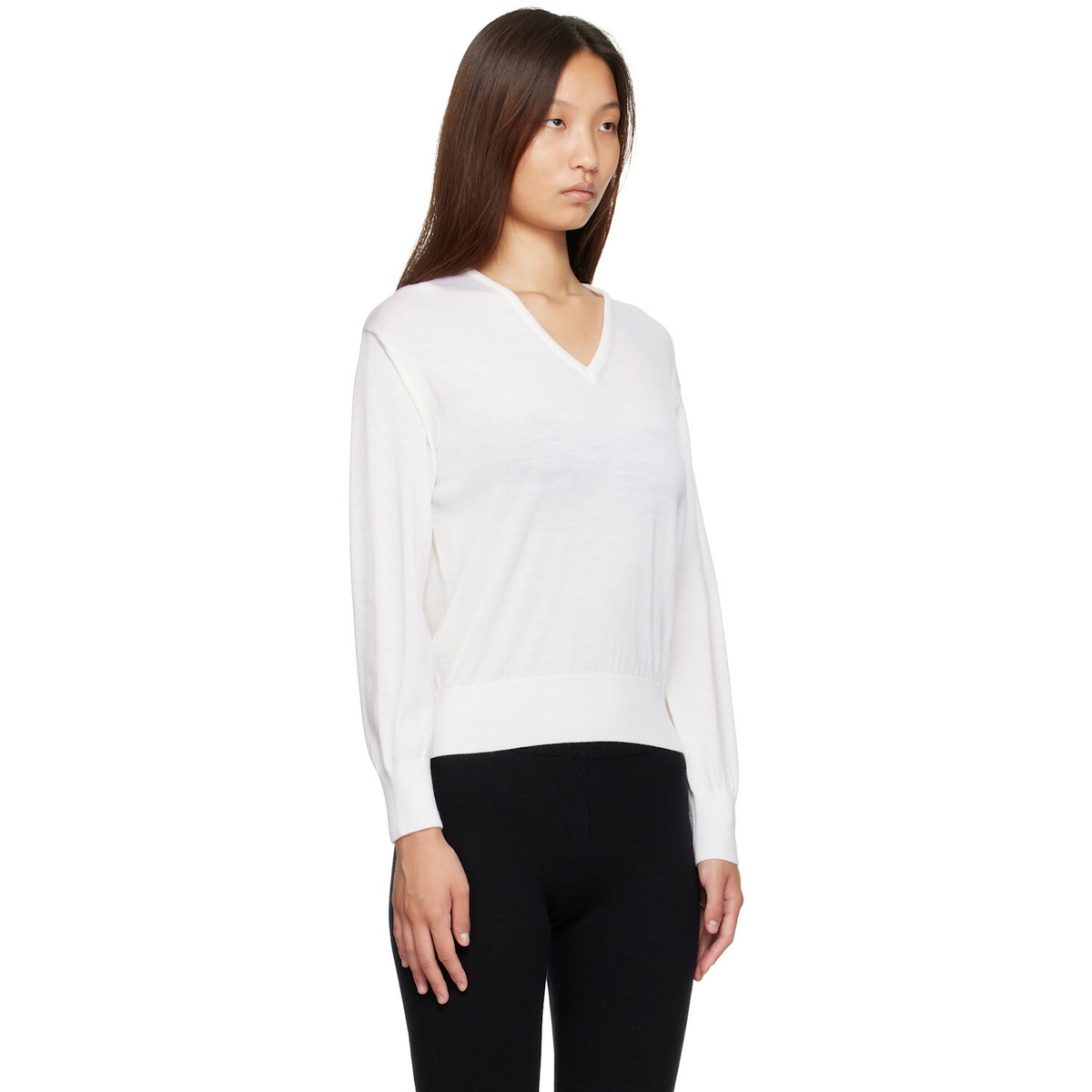 Nothing Written White Sane V-neck Sweater