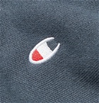 CHAMPION - Logo-Embroidered Fleece-Back Cotton-Blend Jersey Sweatshirt - Blue