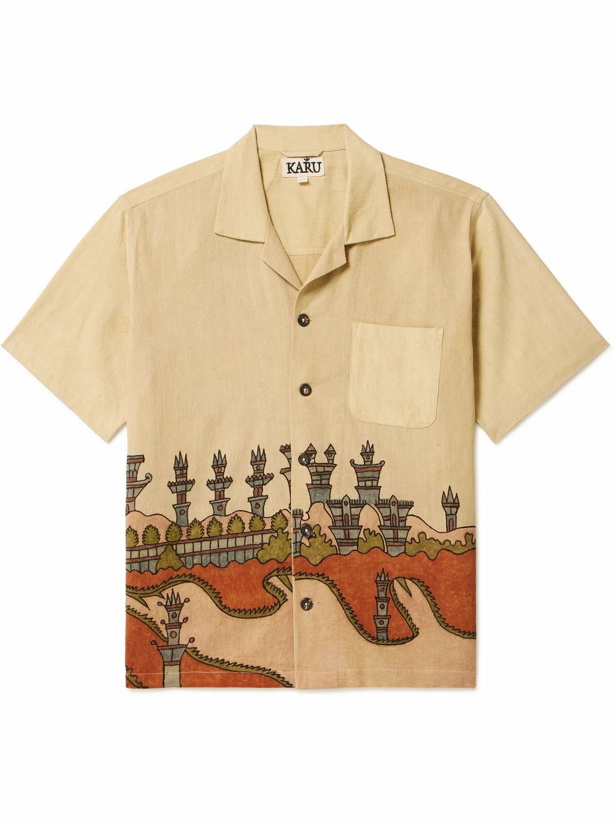Photo: Karu Research - Small Talk Camp-Collar Printed Cotton-Voile Shirt - Neutrals