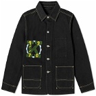 Kenzo Men's Varsity Denim Workwear Jacket in Rinse Black Denim