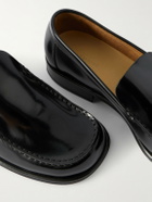 LEMAIRE - Glossed-Leather Loafers - Black
