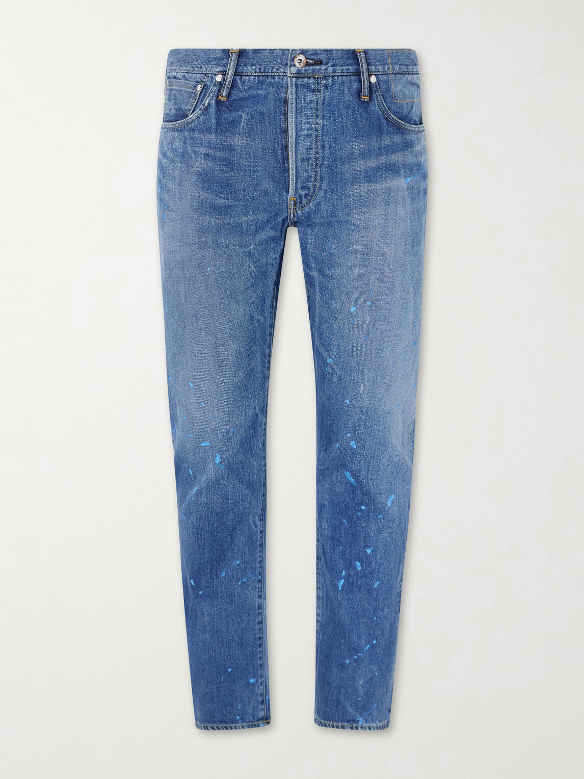 Visvim - Social Sculpture 11 Slim-Fit Straight-Leg Paint-Splattered Jeans - Blue