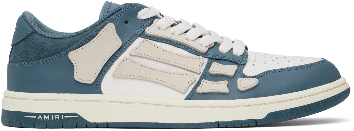 AMIRI White & Navy Debossed MA Quad Skel Top Low Sneakers Amiri