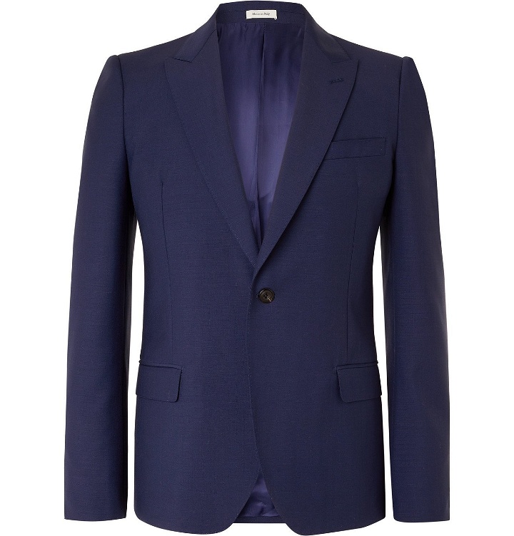 Photo: ALEXANDER MCQUEEN - Slim-Fit Wool and Mohair-Blend Suit Jacket - Blue
