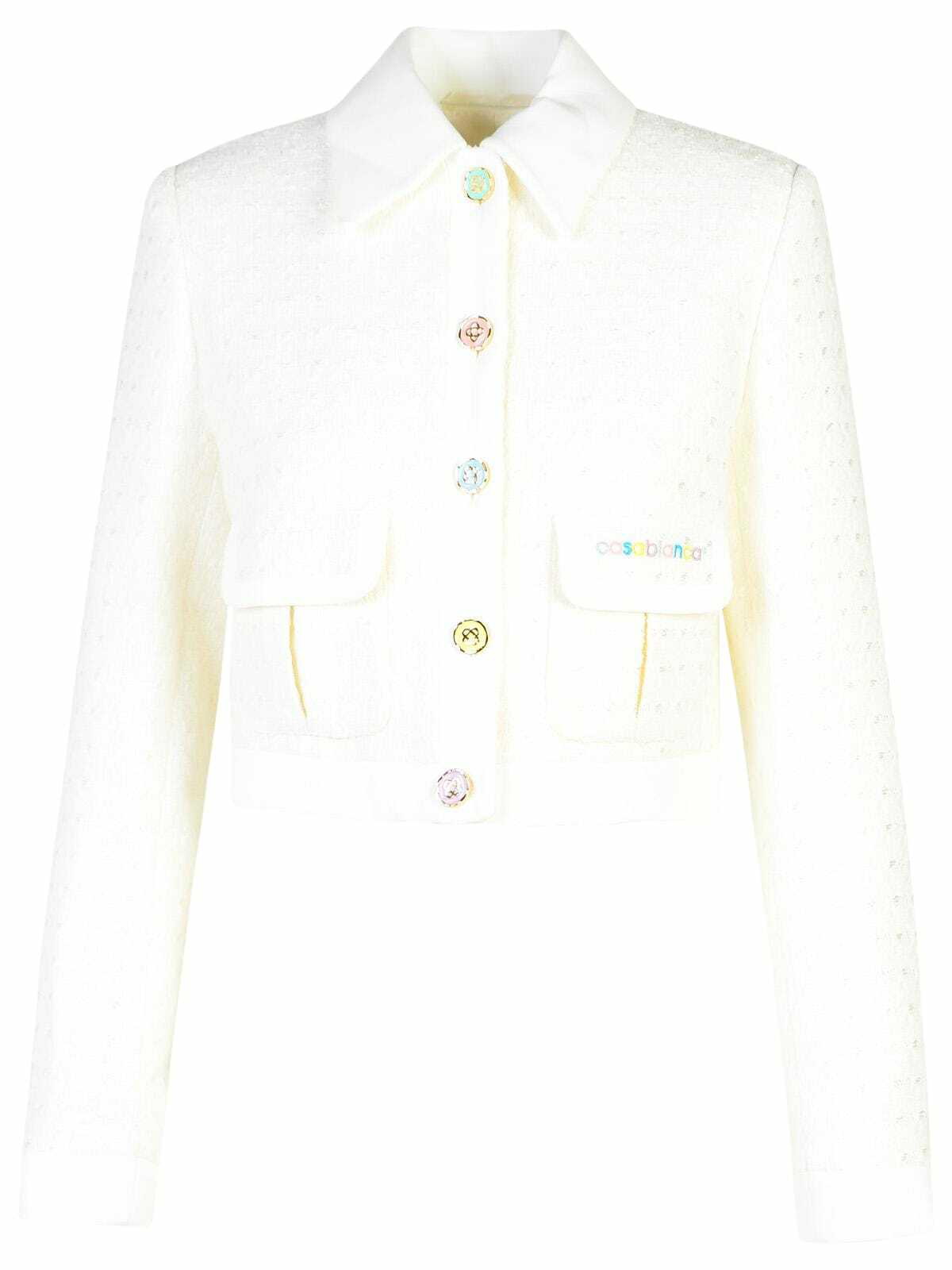 ジャケット [CASABLANCA]White Cotton Blend Jacket Casablanca Designer Jackets for Men: Coats, Trenches, Down