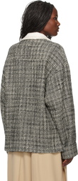 WOOYOUNGMI Black & White Multi Tweed Long Sleeve Polo