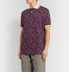 Gucci - Slim-Fit Printed Stretch-Cotton Piqué Polo Shirt - Blue