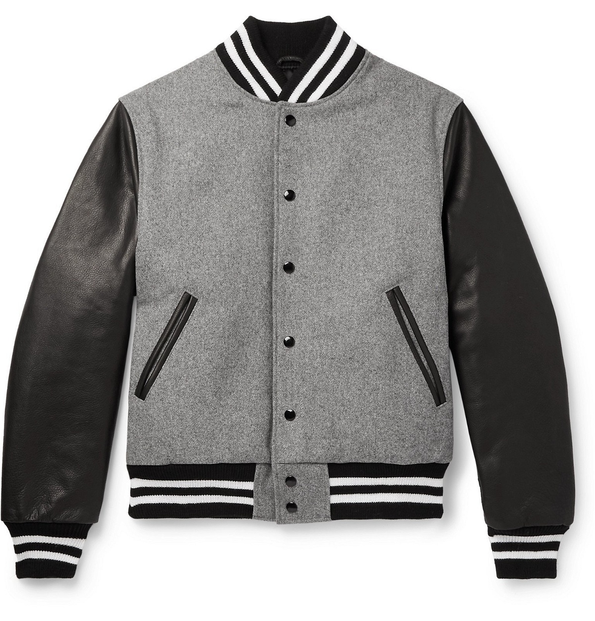 Golden Bear - The Albany Wool-Blend and Leather Bomber Jacket - Gray ...